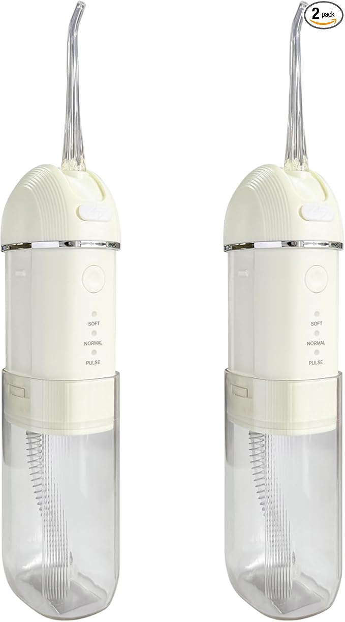 Portable Water Flosser for Teeth 2 Pack, Cordless & Portable Collapsible Oral Irrigator Water Teeth Cleaner Pick for Home Travel Use,3 Modes & IPX7 Waterproof Rechargeable Water Flosser Dental Pick