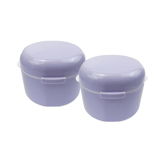 2PCS Denture Case, SENLIN DENTAL Double-layer Hollowed-out Draining Braces Denture Bath Case for Aligner, Retainers, Mouth Guard, Night Guard, Travel Cleaning