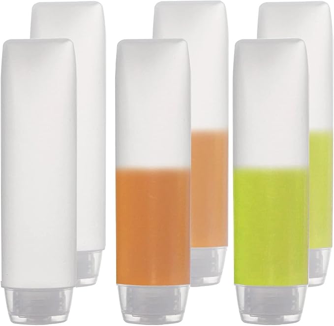 5 Pcs White 1 oz Travel Bottles Empty Refillable Toothpaste Tubes Containers Small Mini Size Squeeze Dispensers, Pump Dispensers Refillable Containers