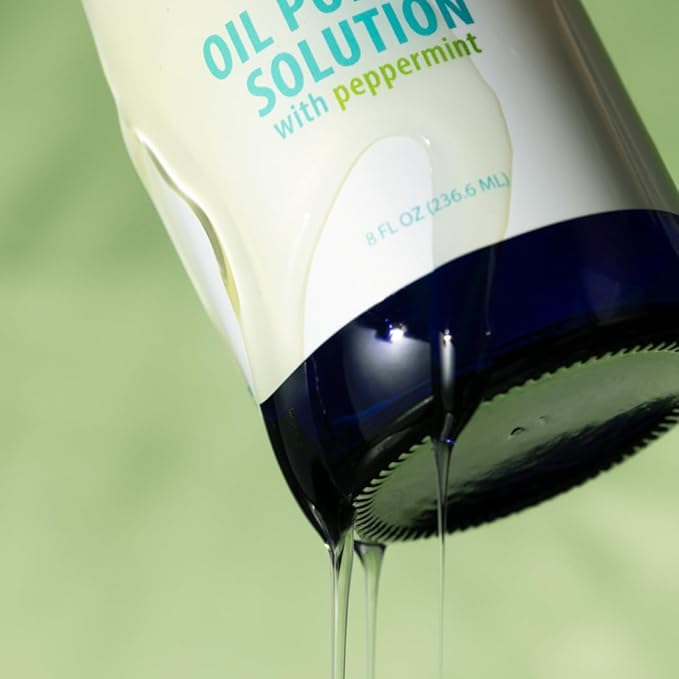 PurO3 Ozonated Oil Pulling Solution - Organic, Ozone Infused Coconut, Sesame, Sunflower, & Peppermint Essential Oils for Teeth & Gums - Fluoride-Free, Non-Toxic & Non-GMO Oral Care, 8 oz