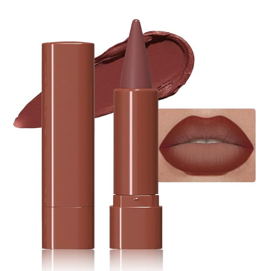 Reddish Brown Gradient Matte Lipstick Crayon Lip Liner pencil for Women, Flawless Contour Gradual Ombre Effect lip Pencil, Long Lasting Waterproof Smudge Proof Lipstick Pencil 03#