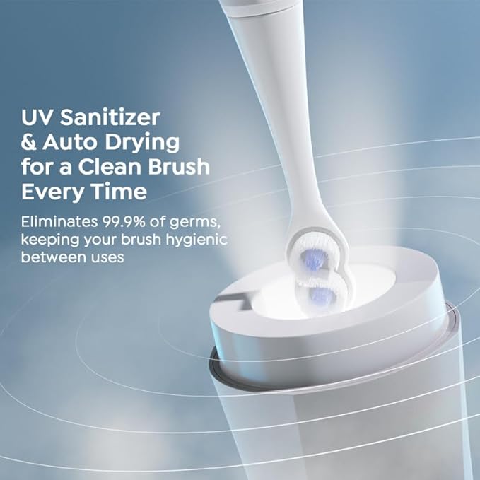 SuperMouth® ULTIM8 SmartBrush™ Electric Toothbrush - Patented SuperBristles® Clean Teeth 40X Better, Dual Sonic Modes, Pressure Sensor, Stunning Design - Teens & Adults - Sapphire Blue