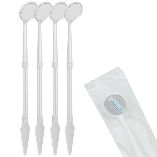 200 PCs Dental Grade Disposable Dental Mouth Mirrors with Spatula Handle by Omnia ONE | Fog-Free, Dual-Purpose Design – Clear Visibility & Tongue Retraction – Ideal for Exams & Procedures