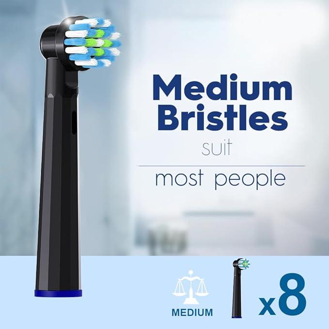 Replacement Heads Compatible with Braun Oral B Pro 1000, Genius X, Smart 1500 Electric Toothbrush, 8 Pcs Precision Brush Heads Refills Compatible with Oral B (Black)