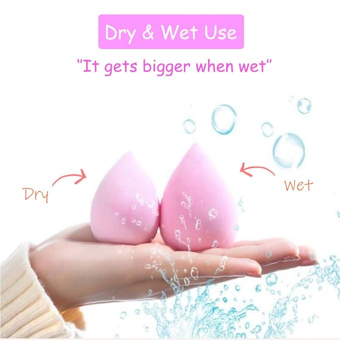 15 Pcs Makeup Sponges Set - 3 Shapes Beauty Blender Kit for Liquid, Cream & Powder Foundation, Concealer - Multi-Colored Soft Cosmetic Sponges (Pink/Nude/Purple/Green/Blue)