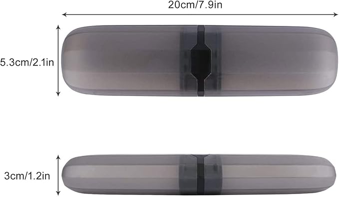 Yeeco Transparent Black Toothbrush Travel Case 2 Packs, Plastic Holder, 7.9"2.1"1.2" Portable for Traveling