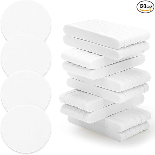 120 Pcs Facial Sponge Compressed, Luxiv Face Cleansing Sponge Estheticians Compressed Makeup Facial Sponge Round Wash Face Sponges for Women Compress Exfoliating Removal Sponge (White)