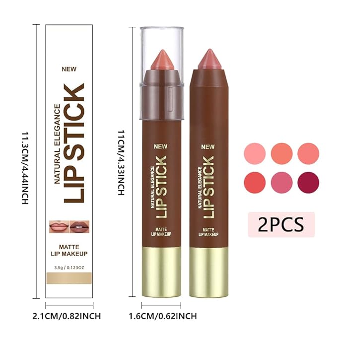 2Pcs Matte Lipstick Crayon Set for Women, 24 Hour Coral Pink Nude Pink Lipstick Lip Liner Pencil Long Lasting Waterproof Smudge Proof, Neutral lip liner marker Easy Application Full Coverage