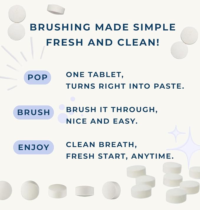 Smile More Toothpaste Tablets with Fluoride & nHAp - Vegan, Enamel Strengthening, Zero Waste, Paper Refill, 62 Tablets, Cool Mint, 1 Month Supply, Travel-Friendly