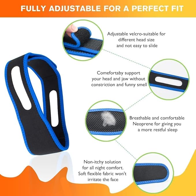 2025 Model Anti Snoring Chin Strap, Stop Snoring Chin Straps for CPAP Users, Jaw Strap for Sleeping,Chin Straps to Keep Mouth Closed for Sleeping Better, Cpap Chin Strap for Sleep for Men-Women