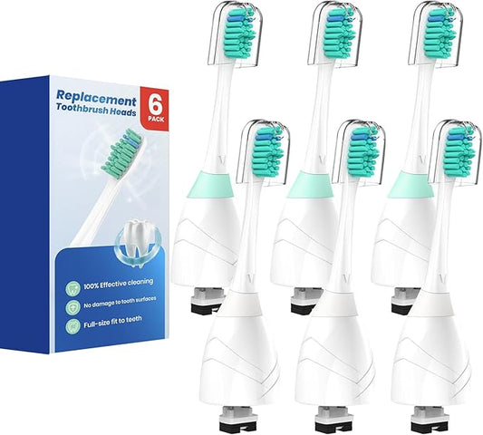 Replacement Heads for Philips Sonicare - Replacement Toothbrush Head Compatible with Phillips Sonicare Screw-on Electric Brush Head for E-Series, Essence, Xtreme, Elite, Advance and CleanCare, 6 Pack