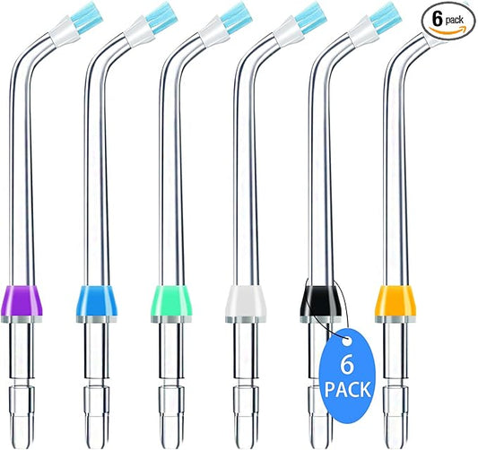 Replacement Tips for Waterpik Water Flosser, Plaque Seeker Replacement Tips Compatible with Waterpik Water Flossers, Plaque Remove Brisles Tips(6-Pack)