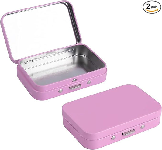 2Pack Dental Floss Portable Case with Mirror,Refillable Portable Floss Pick Holder Container,Small Floss Dispenser for Travel, Dates,Dinners and Hotels(Pink)
