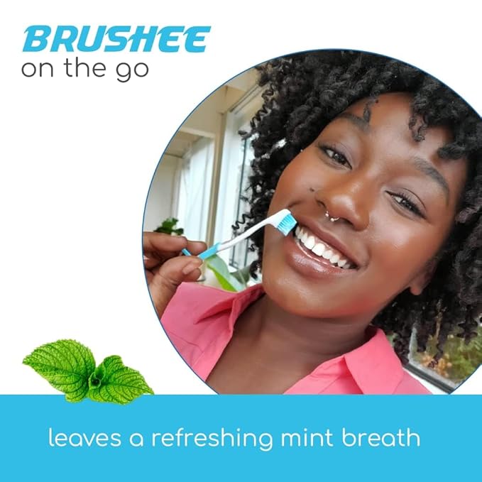 Brushee - The Evolution of Oral Care | 4-in-1 Tool (Paste + Brush + Floss + Pick) | Individually Wrapped | Disposable | Prepasted Travel Toothbrushes | Small Adult Toothbrush - (120-Pack)