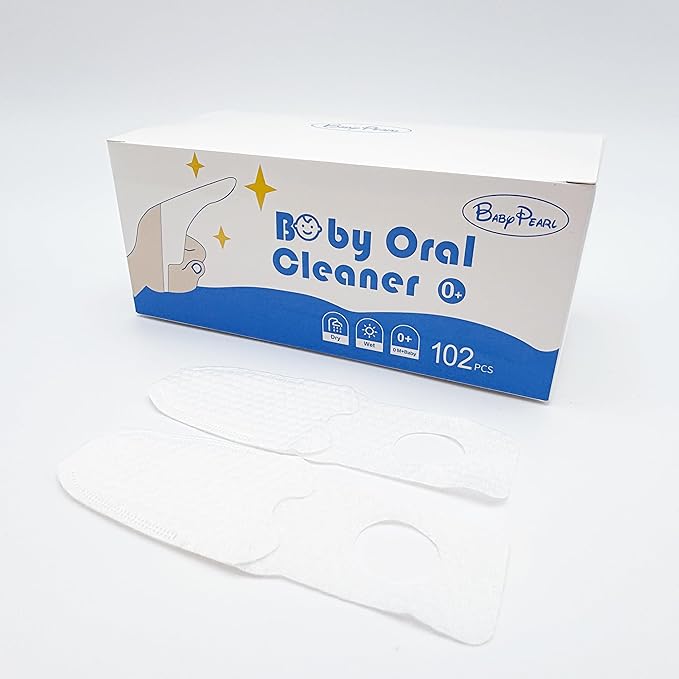 102PCS Baby Tongue Cleaner, Disposable Newborn Finger Toothbrush, Soft Gauze Baby Mouth Cleaner for Infant Gum Teeth Cleaning, Wet&Dry Mouth Cleaner for 0-36 Months Babies