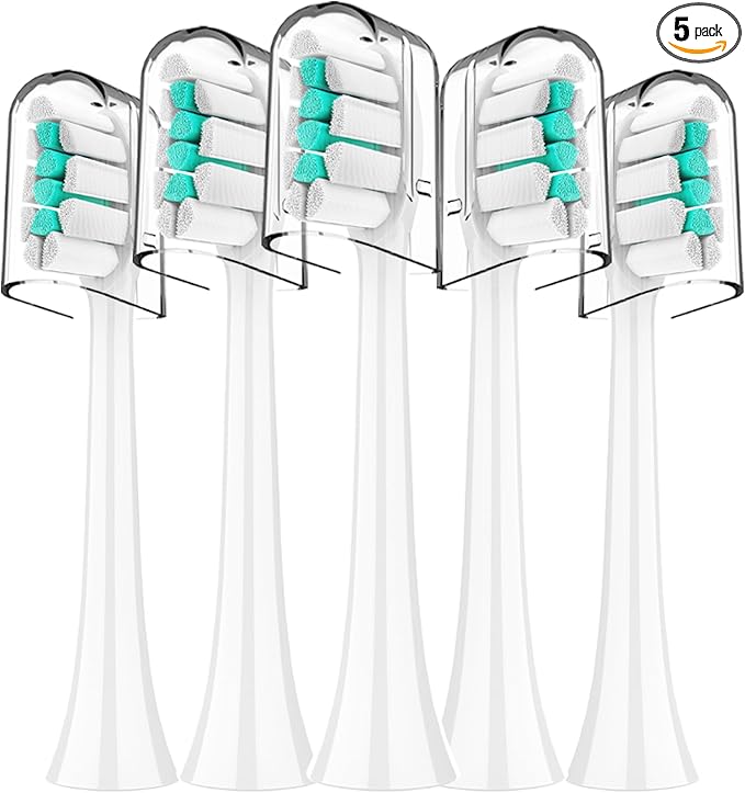 Replacement Toothbrush Heads Compatible with Philips Sonicare：5 Pack Soft Replacement Electric Brush Head Compatible with Phillips Sonicare Snap-on System