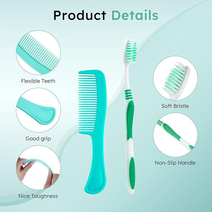 Disposable Toothbrushes with Toothpaste and Comb in Bulk, Individually Wrapped Soft Bristle Travel Size Basic Hygiene Kits, for Travel Hotel Camping Charity Homeless Shelter Donation in 5 colors (200)