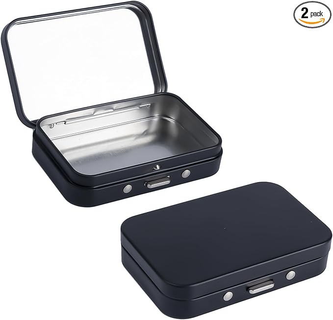 2Pack Dental Floss Portable Case with Mirror,Refillable Portable Floss Pick Holder Container,Small Floss Dispenser for Travel, Dates,Dinners and Hotels(Black)