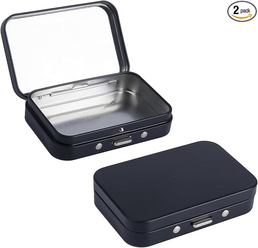 2Pack Dental Floss Portable Case with Mirror,Refillable Portable Floss Pick Holder Container,Small Floss Dispenser for Travel, Dates,Dinners and Hotels(Black)