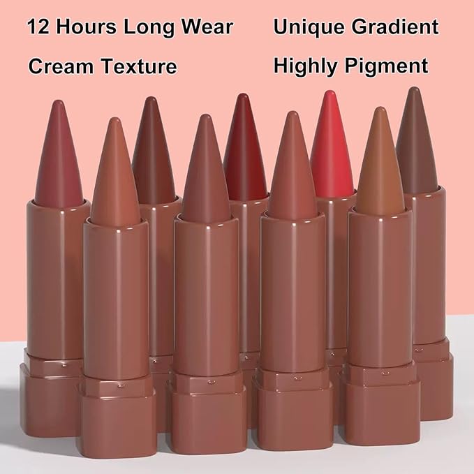 2-in-1 Gradient Matte Lipstick & Lip Liner Set, 3Pcs Long Lasting Waterproof Lip Crayon for Women, Flawless Contour, Lightweight Ombre Lip Color Pencil (01#05#08#)