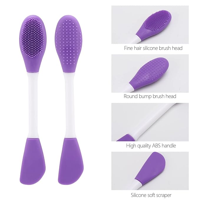 20 Pcs Silicone Face Mask Applicator, 2 in 1 Double-Sided Facial Scrubber Brush Tool, Double-Head Manual Cleansing Brush for Deep Gentle Exfoliating (Pack of 2)