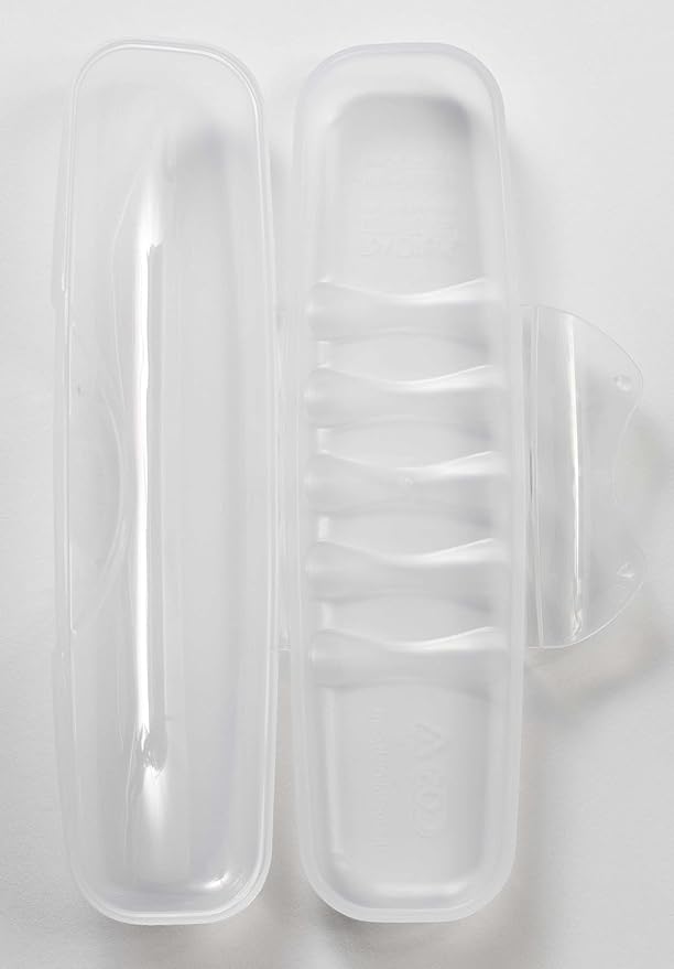 RADIUS Toothbrush, Original Big Brush with Replaceable Head & Case, Right Handed, Marble Brush with Clear Case, BPA Free ADA Accepted