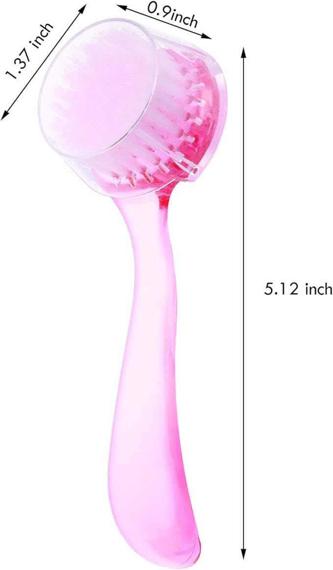 3 Pieces Facial Cleansing Brush Acrylic Handle Face Scrubbers Soft Bristle Exfoliator Cleaner Brush Scrub Exfoliating Facial Scrubber for Face Care Makeup Skincare Removal(Pink)