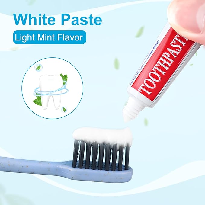 30 Tubes Travel Size Toothpaste in Bulk, Disposable Mini Mint Compact Small Pocket Size Essential Toothpaste for Vacation Hotel Shelter Homeless Nursing Home Charity Camping Single Use 0.17 oz/ 5g