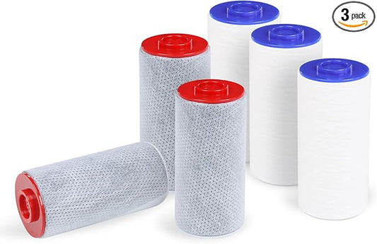 Replacement Filter Set for Weddell Duo - High-efficiency Shower Water Filtration System that Removes Chlorine/PFAS/Contaminants for Better Skin and Hair Health (3R+3B)