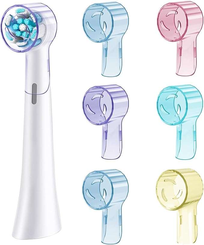 6 Pack Toothbrush Covers for Oral B iO Replacement Heads, Toothbrush Cover Caps for Oral B Bruan Pro 1000 Electric Toothbrush Head，iO Toothbrush Head Cover for Travel & Home (Mixing Colors)
