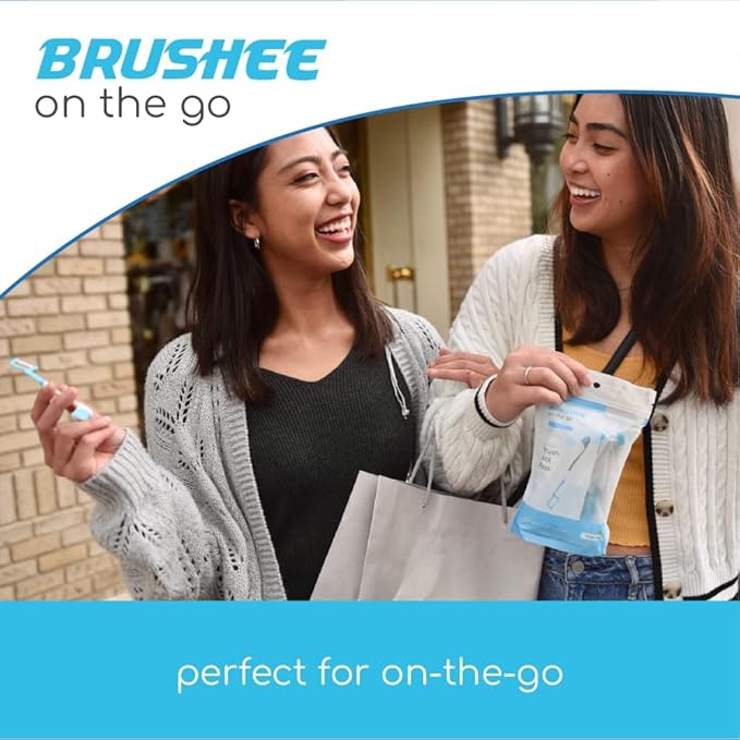 Brushee - The Evolution of Oral Care | 4-in-1 Tool (Paste + Brush + Floss + Pick) | Individually Wrapped | Disposable | Prepasted Travel Toothbrushes | Small Adult Toothbrush - (48-Pack)