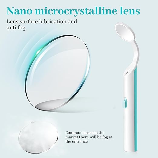 2 Pieces Dental Mirror with Light - LED Lighted Teeth Inspection Mirror, Anti Fog Curve Angle Mouth Mirrors Dentist Oral Assistant Care Tool Accessories (Light Green)
