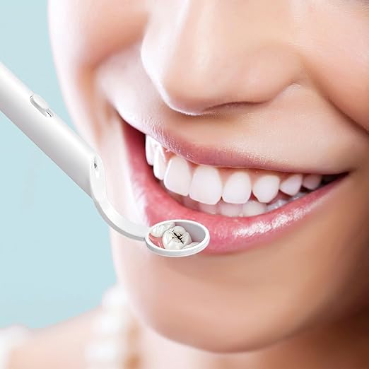 2 Pieces Dental Mirror with Light - LED Lighted Teeth Inspection Mirror, Anti Fog Curve Angle Mouth Mirrors Dentist Oral Assistant Care Tool Accessories (White)