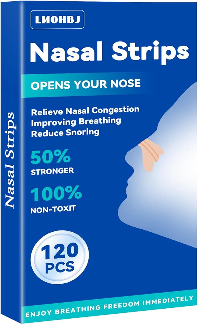 120Pcs Nasal Strips Anti Snoring, Extra Strength Nose Strips Breathing, Nose Tape for Sports and Sleep, Anti Snoring Strips Help Stop Snoring and Nasal Congestion Relief