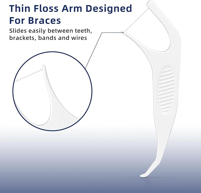 RAZOKO Orthodontic Flossers for Braces, Ortho Dental Floss Picks for Adults & Kids, Premium Thin Floss,Designed for Braces, Unflavored 120 Count