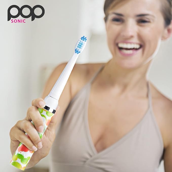 Pop Sonic Electric Toothbrush (Green Bubble) - Travel Toothbrushes w/AAA Battery | Kids Electric Toothbrushes with 2 Speed & 15,000-30,000 Strokes/Minute, Dupont Nylon Bristles