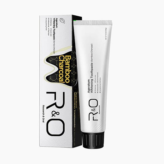 R&O Ageratum Whitening Toothpaste with Bamboo Charcoal, 3.53 oz - Removes Stubborn Stains, Great for Teeth Whitening, Reduces Plaque, Promotes Oral Health with Long - Lasting Fresh Breath (1 Tube)