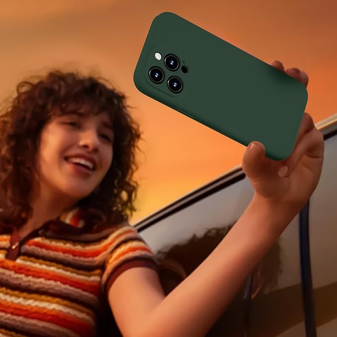 Magnetic for iPhone 15 Pro Case, Compatible with MagSafe, with 9H Nano Screen Protectors, Full Camera Protection, Silicone Shockproof Microfiber Lining Phone Case 6.1", Alpine Green