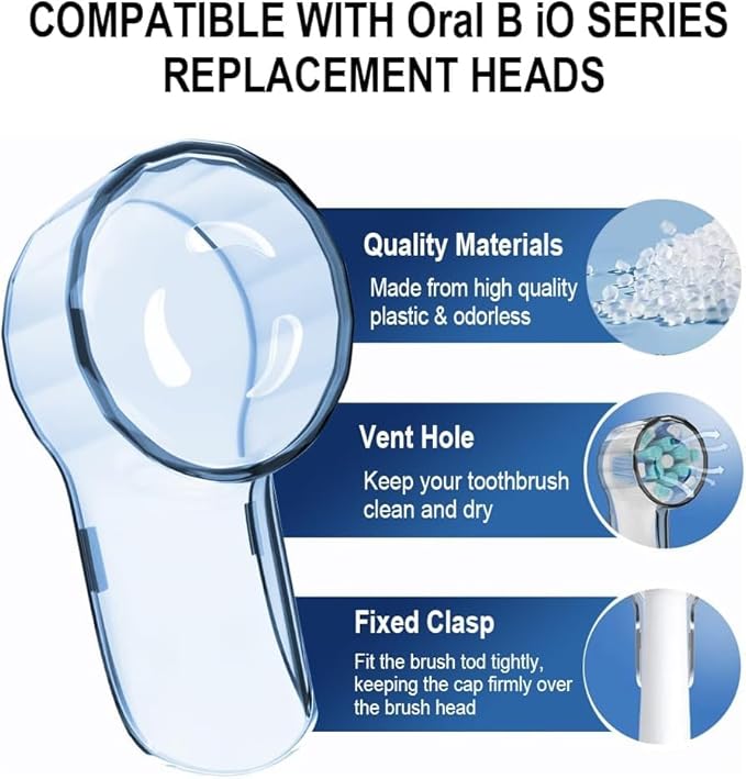 6 Pack Toothbrush Covers for Oral B iO Replacement Heads, Toothbrush Cover Caps for Oral B Pro1000 Electric Toothbrush Head，iO Toothbrush Head Cover for Travel & Home (Transparent + Blue + Purple)