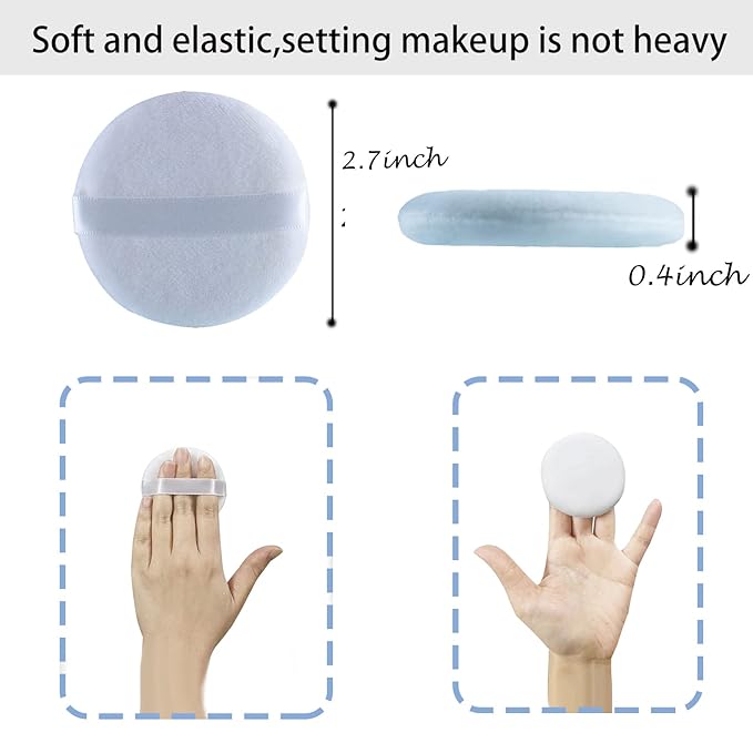 Powder Puff Reusable Empty Makeup Container with Elasticated Net Sifter for Setting Powder, Face Powder, Travel and Daily Use