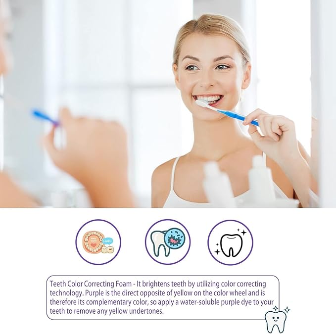 Purple Toothpaste for Teeth Whitening, Purple Whitening Toothpaste for Adults,Tooth Stain Remover Gel - Tooth Whitener Suitable for Smoking, Coffee, and Removing Dental Stone ﻿ (2fl oz/60ml) ﻿