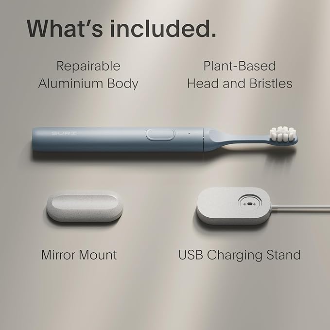 SURI 1.0 Sonic Electric Toothbrush | 1 Month+ Battery | Designed in California | Sustainable Electric Toothbrush for Adults | Travel Toothbrushes | Tooth Brush | Blue
