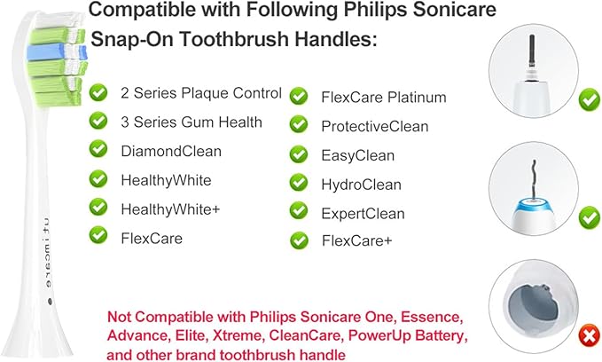 Replacement Toothbrush Heads Compatible with Philips Sonicare Electric Toothbrushes, Electric Brush Head Refills Fit for Philips Sonic Care snap-on Handles, 10Pack