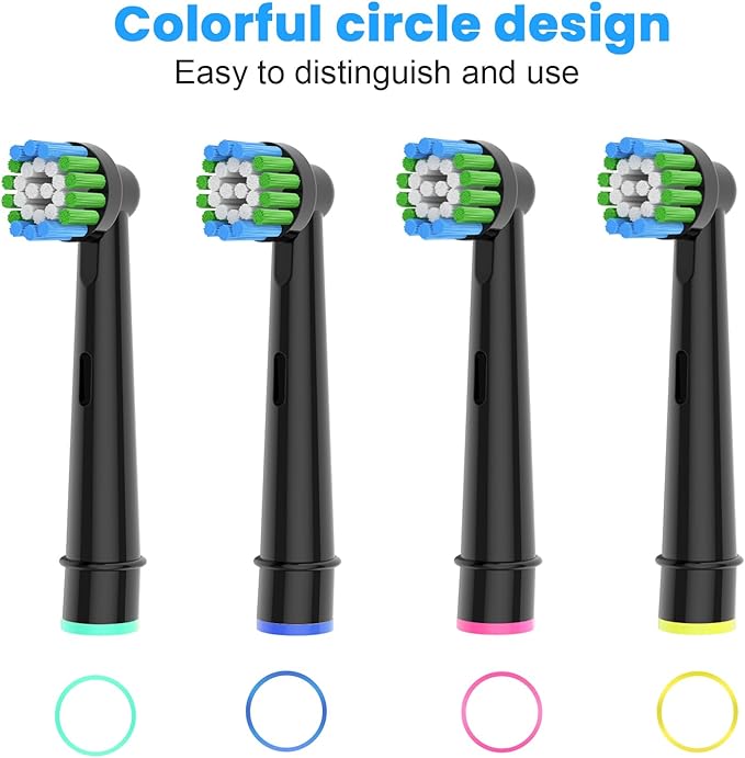 16pcs Precision Toothbrush Heads Compatible with Oral B Electric Toothbrushes, Black
