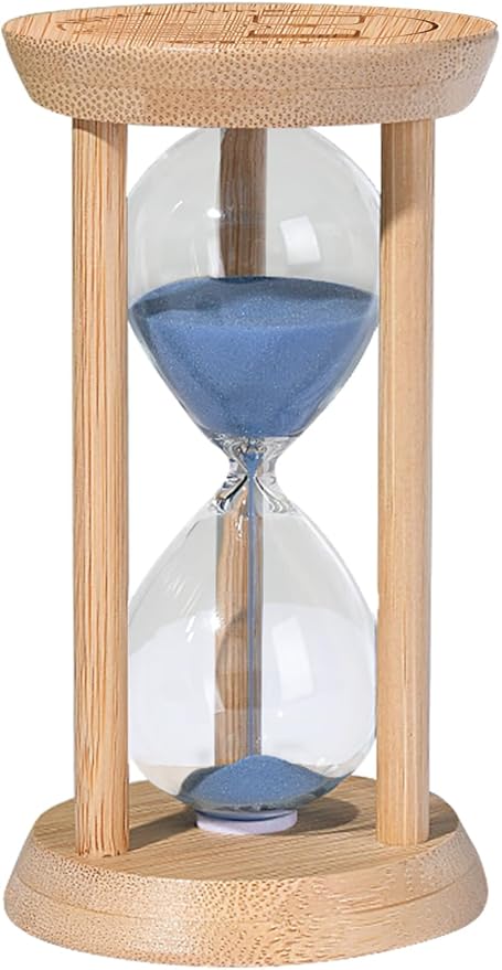 2 Minute Hourglass, Wooden Sand Timer 2 Min, Small Sandglass Timer, Mini Sand Watch for Brushing Teeth, Teachers Classroom Timer, Blue