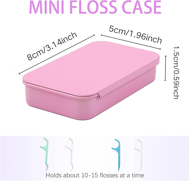 2Pack Dental Floss Portable Case,Dental Floss Dispenser,Convenient Refillable Glide Travel Adult Floss Box for Travel, Dates,Dinners and Hotels(Pink)