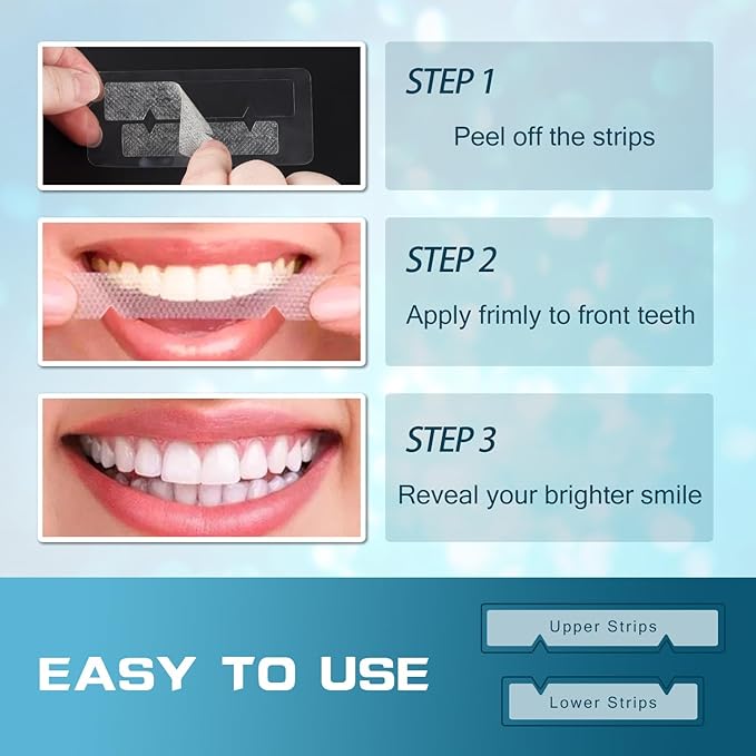 Teeth Whitening Strips - 14 Whitening Strips for Teeth Sensitive, Professional, Fast Remove Smoking, Coffee, Wine Stains, Teeth Whitening Kit Pack of 7 Non-Slip Strips Treatments
