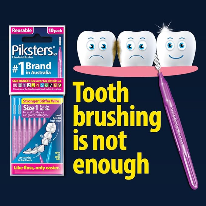 Piksters Interdental Brushes, 35 pk, Size 6, Interdental Tooth Brush for Larger Gaps, Gum Soft Bristles for Plaque Removal, Safe for Braces