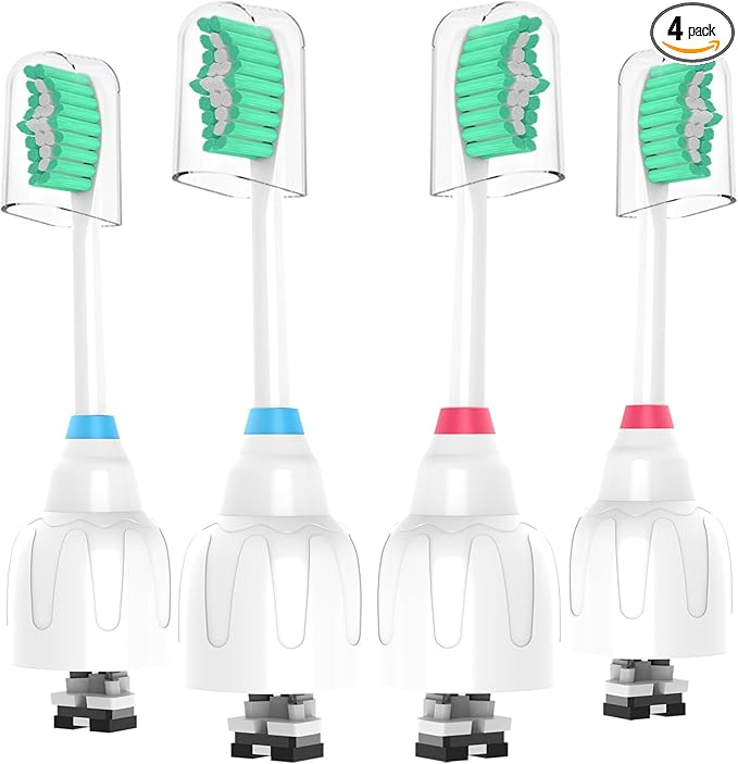 Replacement Toothbrush Heads for Philips Sonicare E Series,Compatible with Sonicare Essence, Elite, Advance, CleanCare Screw-on Electric Toothbrush HX7022/66 HX7023/64,HX7023/30,4 Pack with Caps ﻿