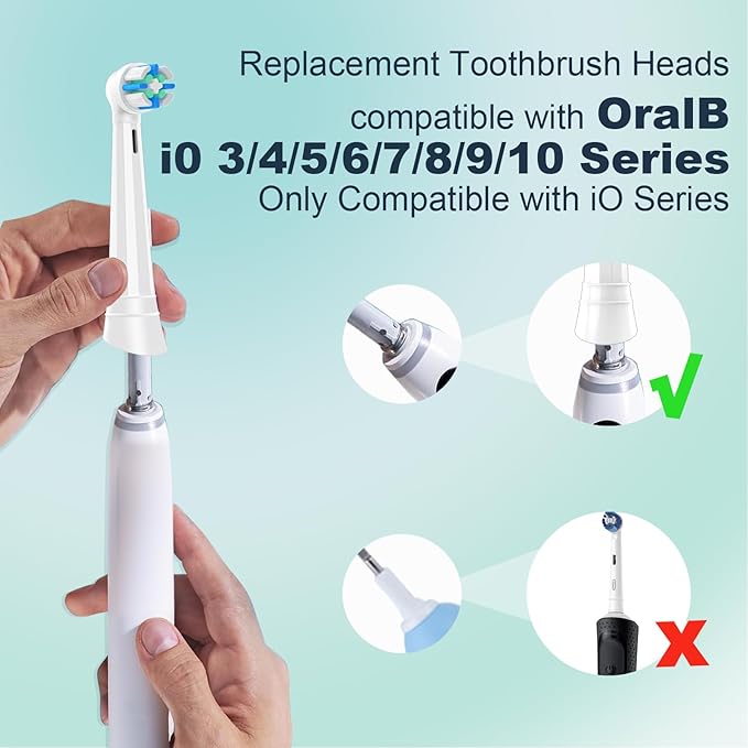 10PACK Replacement Toothbrush Heads Compatible with Oral B iO Series 2/3/4/5/6/7/8/9/10 Electric Toothbrush,Round Brush Heads for Gentle Gum Care & Deep Cleaning,White